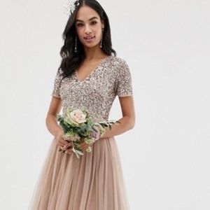 Maya Duluxe Sequin Bridesmaid Maxi Dress Gown 6